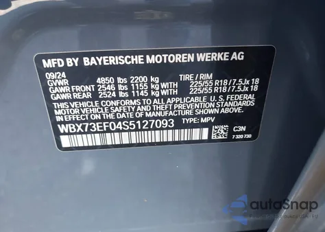2025 BMW X1 xDrive28I from USA, damaged, VIN WBX73EF04S5127093